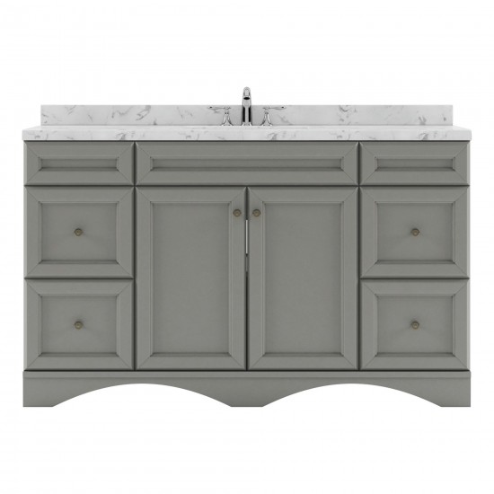 Talisa 60" Single Bath Vanity in Gray, Quartz Top, Sink, ES-25060-CMRO-GR-NM