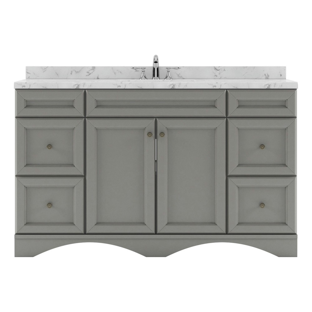 Talisa 60" Single Bath Vanity in Gray, Quartz Top, Sink, ES-25060-CMRO-GR-NM