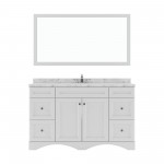 Talisa 60" Single Bath Vanity in White, Quartz Top, Sink, ES-25060-CMRO-WH