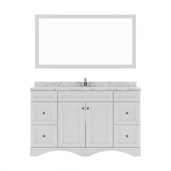 Talisa 60" Single Bath Vanity in White, Quartz Top, Sink, ES-25060-CMRO-WH