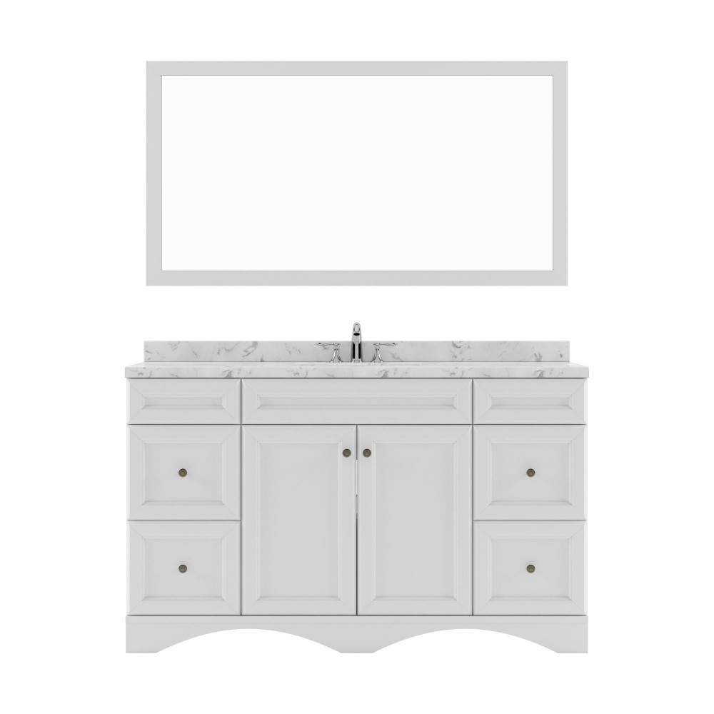 Talisa 60" Single Bath Vanity in White, Quartz Top, Sink, ES-25060-CMRO-WH