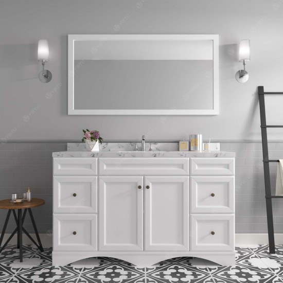 Talisa 60" Single Bath Vanity in White, Quartz Top, Sink, ES-25060-CMRO-WH