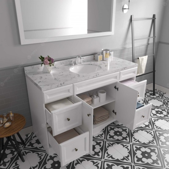 Talisa 60" Single Bath Vanity in White, Quartz Top, Sink, ES-25060-CMRO-WH