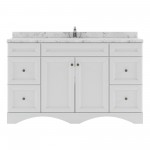 Talisa 60" Single Bath Vanity in White, Quartz Top, Sink, ES-25060-CMRO-WH-NM