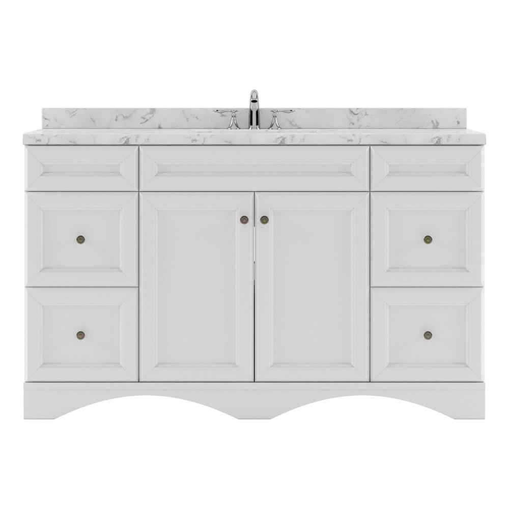 Talisa 60" Single Bath Vanity in White, Quartz Top, Sink, ES-25060-CMRO-WH-NM