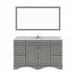 Talisa 60" Single Bath Vanity in Gray, Quartz Top, Sink, ES-25060-CMSQ-GR-002