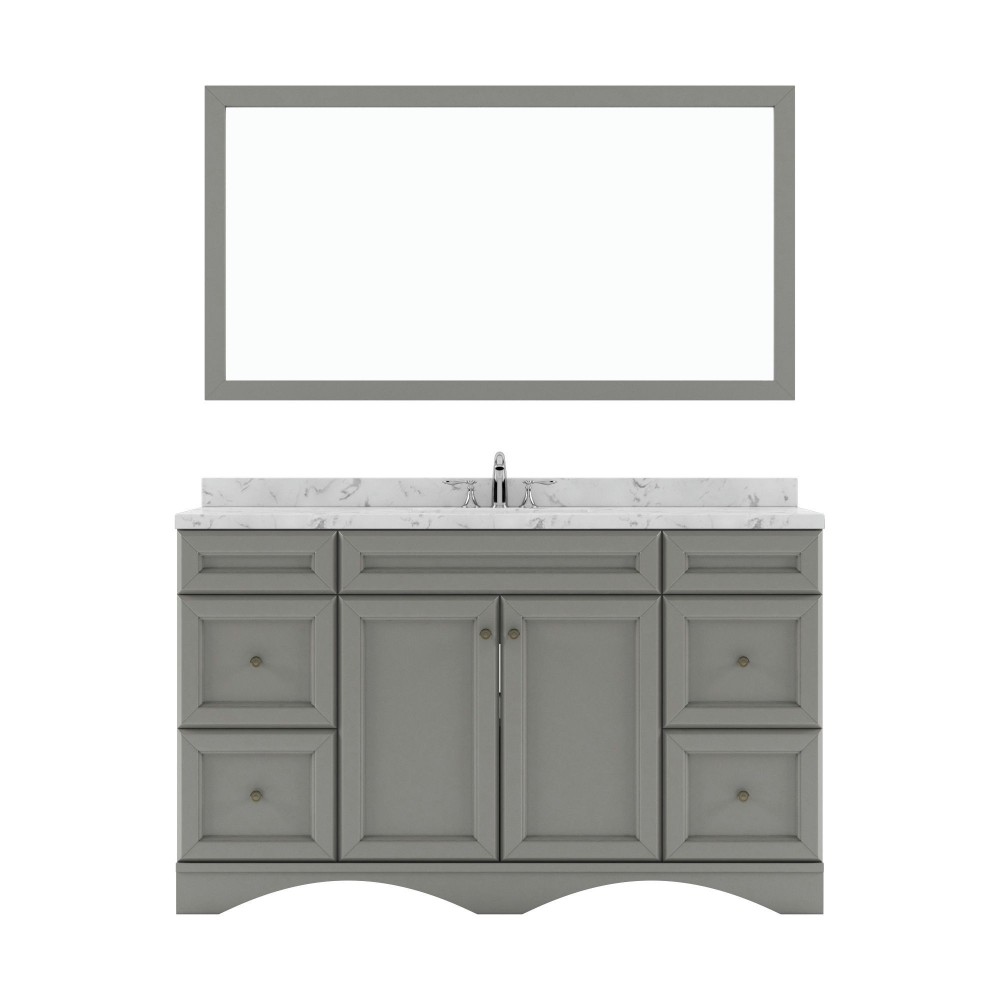 Talisa 60" Single Bath Vanity in Gray, Quartz Top, Sink, ES-25060-CMSQ-GR-002