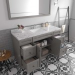 Talisa 60" Single Bath Vanity in Gray, Quartz Top, Sink, ES-25060-CMSQ-GR-002