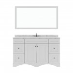 Talisa 60" Single Bath Vanity in White, Quartz Top, Sink, ES-25060-CMSQ-WH