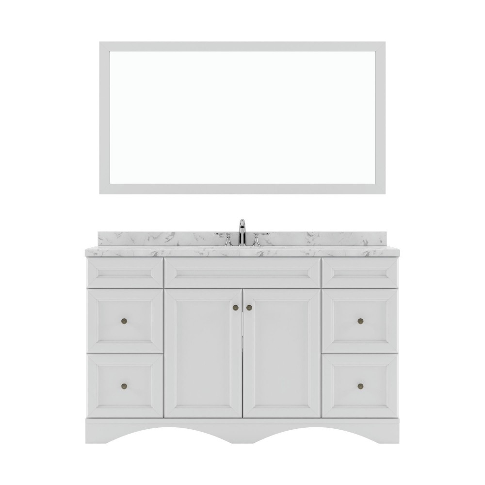 Talisa 60" Single Bath Vanity in White, Quartz Top, Sink, ES-25060-CMSQ-WH