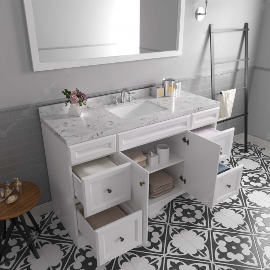 Talisa 60" Single Bath Vanity in White, Quartz Top, Sink, ES-25060-CMSQ-WH