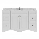 Talisa 60" Single Bath Vanity in White, Quartz Top, Sink, ES-25060-CMSQ-WH-NM