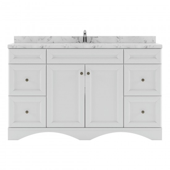 Talisa 60" Single Bath Vanity in White, Quartz Top, Sink, ES-25060-CMSQ-WH-NM