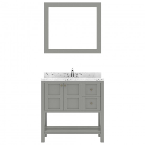 Winterfell 36" Bath Vanity in Gray, Quartz Top, Sink, ES-30036-CMRO-GR-001