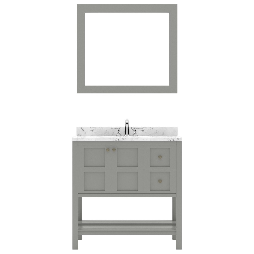 Winterfell 36" Bath Vanity in Gray, Quartz Top, Sink, ES-30036-CMRO-GR-001