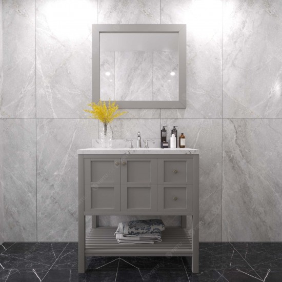 Winterfell 36" Bath Vanity in Gray, Quartz Top, Sink, ES-30036-CMRO-GR-001