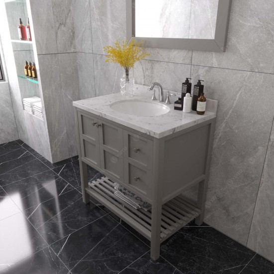 Winterfell 36" Bath Vanity in Gray, Quartz Top, Sink, ES-30036-CMRO-GR-001