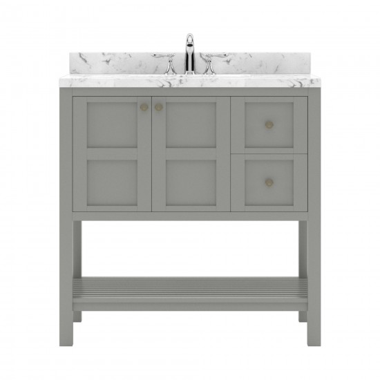 Winterfell 36" Bath Vanity in Gray, Quartz Top, Sink, ES-30036-CMRO-GR-NM