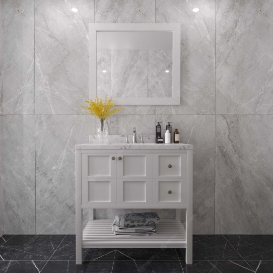 Winterfell 36" Bath Vanity in White, Quartz Top, Sink, ES-30036-CMRO-WH-002