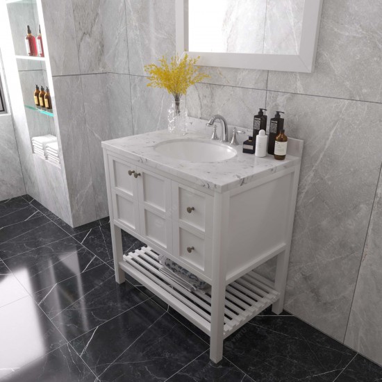 Winterfell 36" Bath Vanity in White, Quartz Top, Sink, ES-30036-CMRO-WH-002