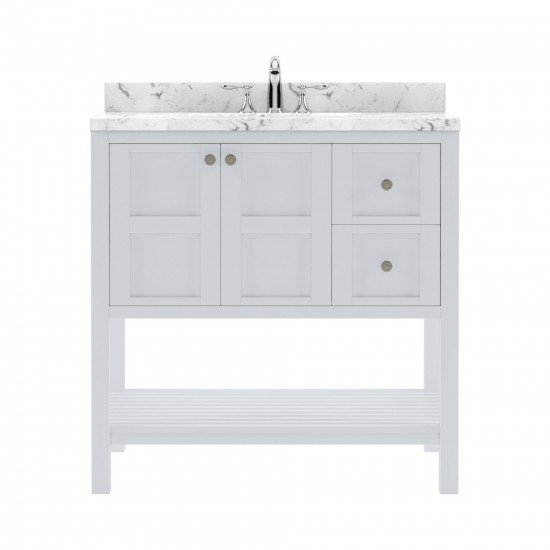 Winterfell 36" Bath Vanity in White, Quartz Top, Sink, ES-30036-CMSQ-WH-NM