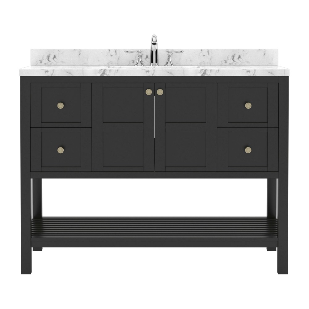 Winterfell 48" Bath Vanity in Espresso, Quartz Top, Sink, ES-30048-CMRO-ES-NM