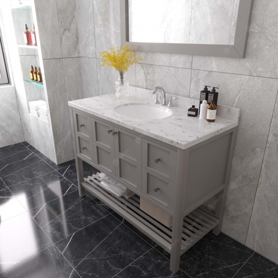 Winterfell 48" Bath Vanity in Gray, Quartz Top, Sink, ES-30048-CMRO-GR