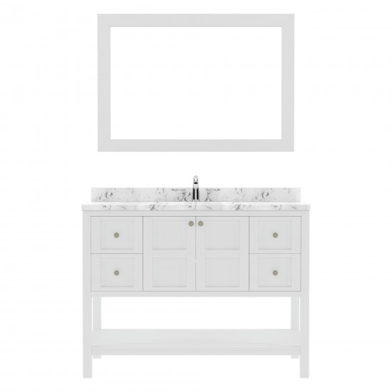 Winterfell 48" Bath Vanity in White, Quartz Top, Sink, ES-30048-CMRO-WH