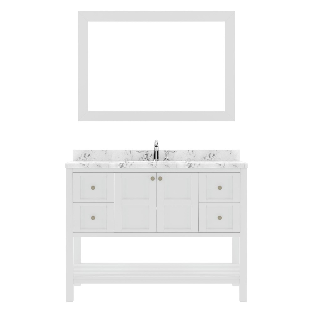 Winterfell 48" Bath Vanity in White, Quartz Top, Sink, ES-30048-CMRO-WH