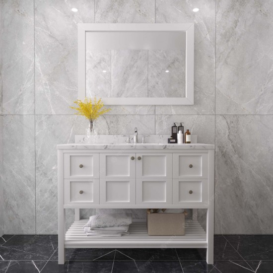 Winterfell 48" Bath Vanity in White, Quartz Top, Sink, ES-30048-CMRO-WH