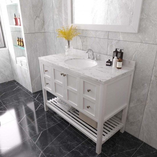 Winterfell 48" Bath Vanity in White, Quartz Top, Sink, ES-30048-CMRO-WH-002