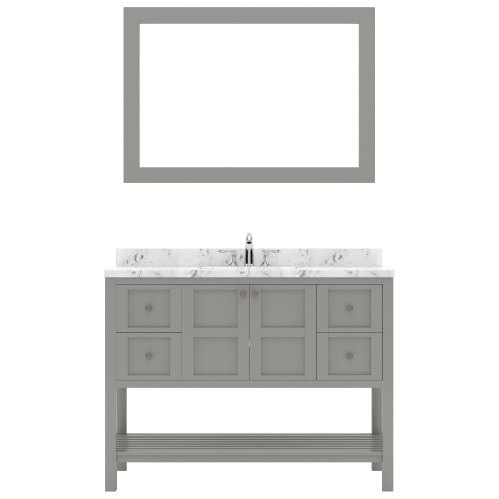 Winterfell 48" Bath Vanity in Gray, Quartz Top, Sink, ES-30048-CMSQ-GR-001