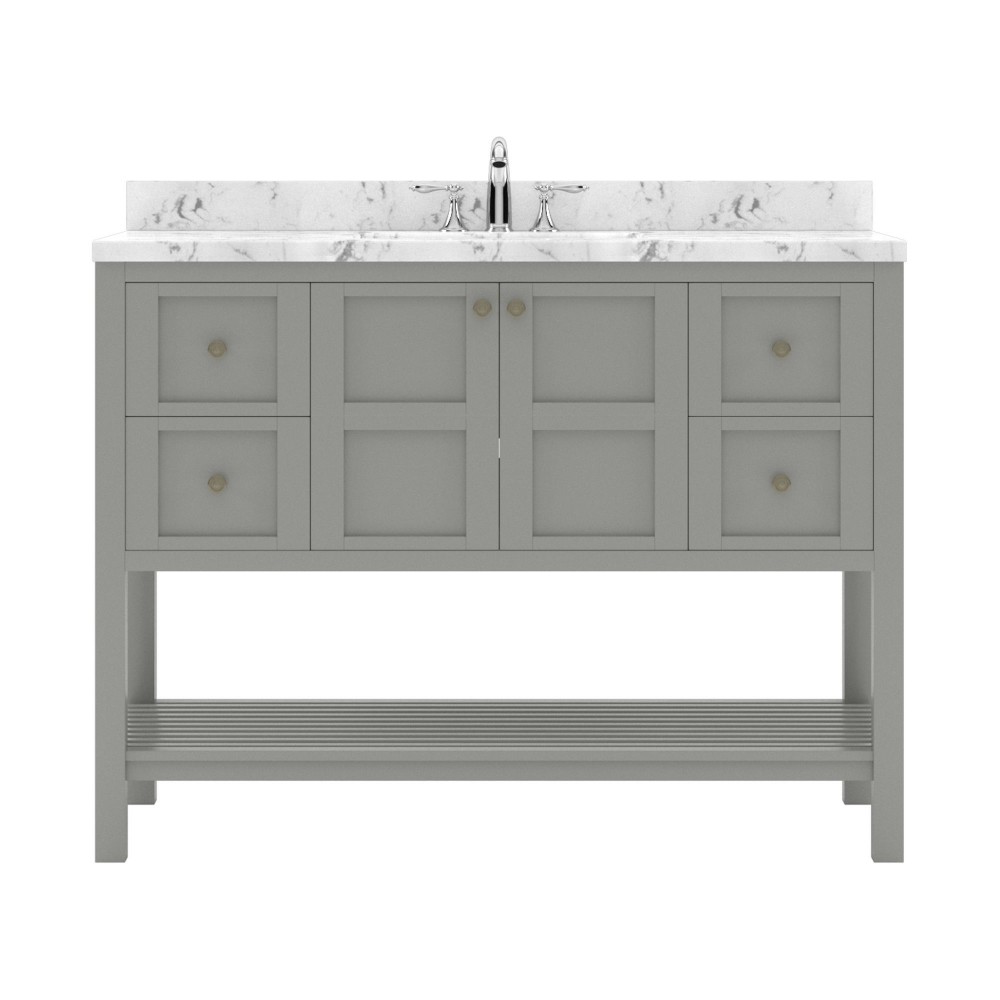 Winterfell 48" Bath Vanity in Gray, Quartz Top, Sink, ES-30048-CMSQ-GR-NM