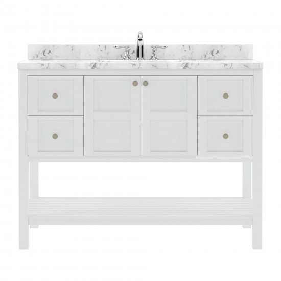 Winterfell 48" Bath Vanity in White, Quartz Top, Sink, ES-30048-CMSQ-WH-NM