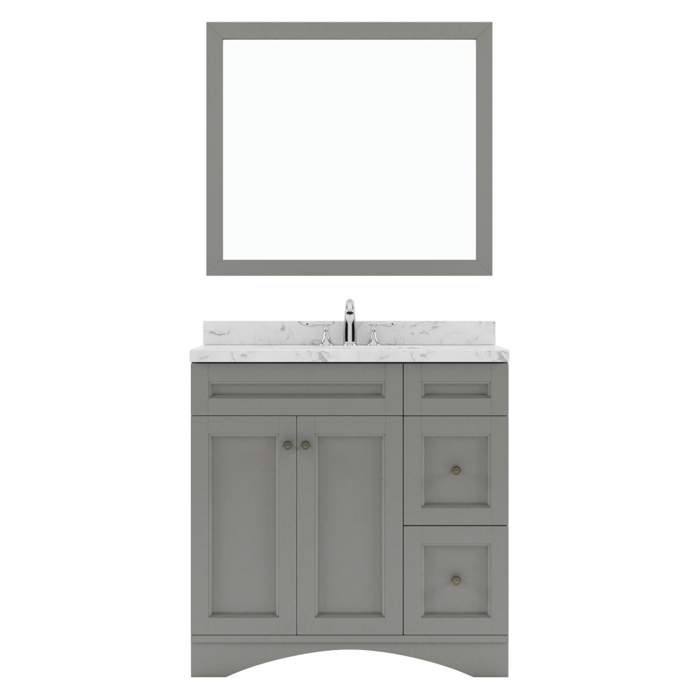 Elise 36" Single Bath Vanity in Gray, Quartz Top, Sink, ES-32036-CMRO-GR-002