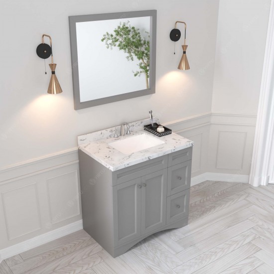 Elise 36" Single Bath Vanity in Gray, Quartz Top, Sink, ES-32036-CMSQ-GR-002