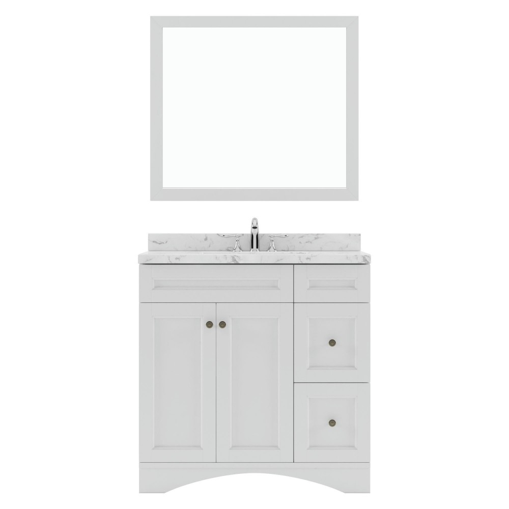 Elise 36" Single Bath Vanity in White, Quartz Top, Sink, ES-32036-CMSQ-WH-001