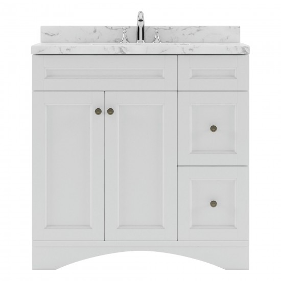 Elise 36" Single Bath Vanity in White, Quartz Top, Sink, ES-32036-CMSQ-WH-NM