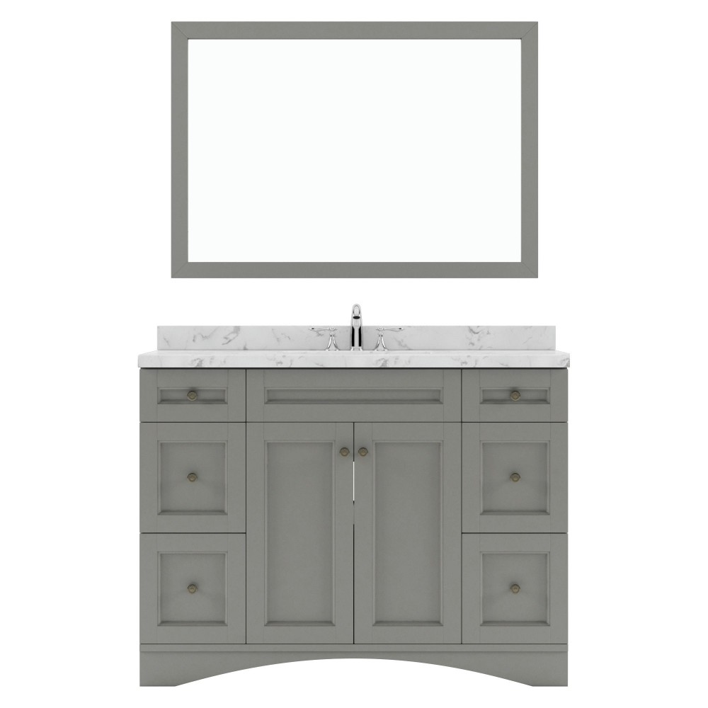 Elise 48" Single Bath Vanity in Gray, Quartz Top, Sink, ES-32048-CMRO-GR-002
