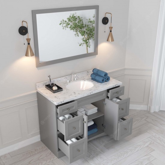 Elise 48" Single Bath Vanity in Gray, Quartz Top, Sink, ES-32048-CMRO-GR-002