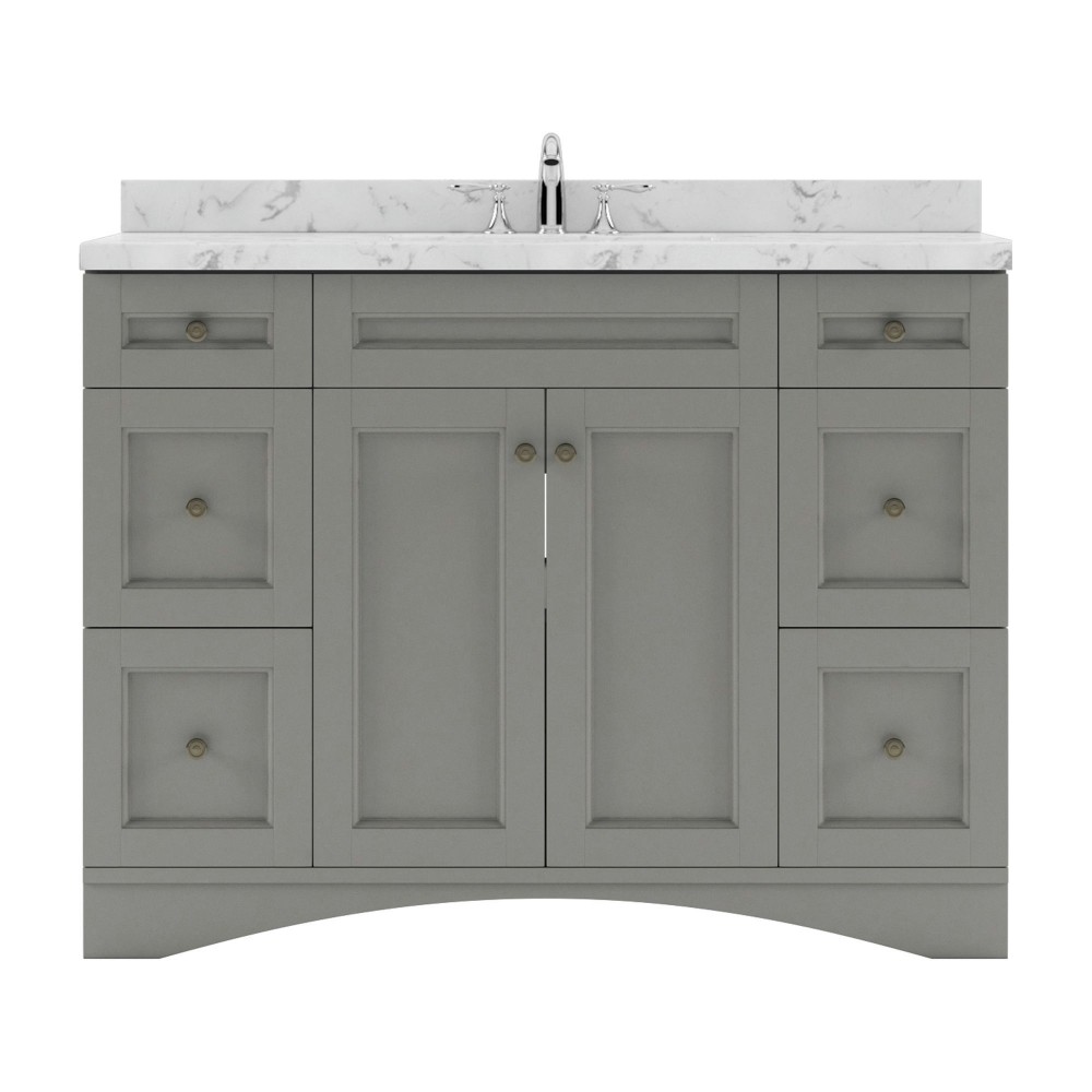 Elise 48" Single Bath Vanity in Gray, Quartz Top, Sink, ES-32048-CMRO-GR-NM