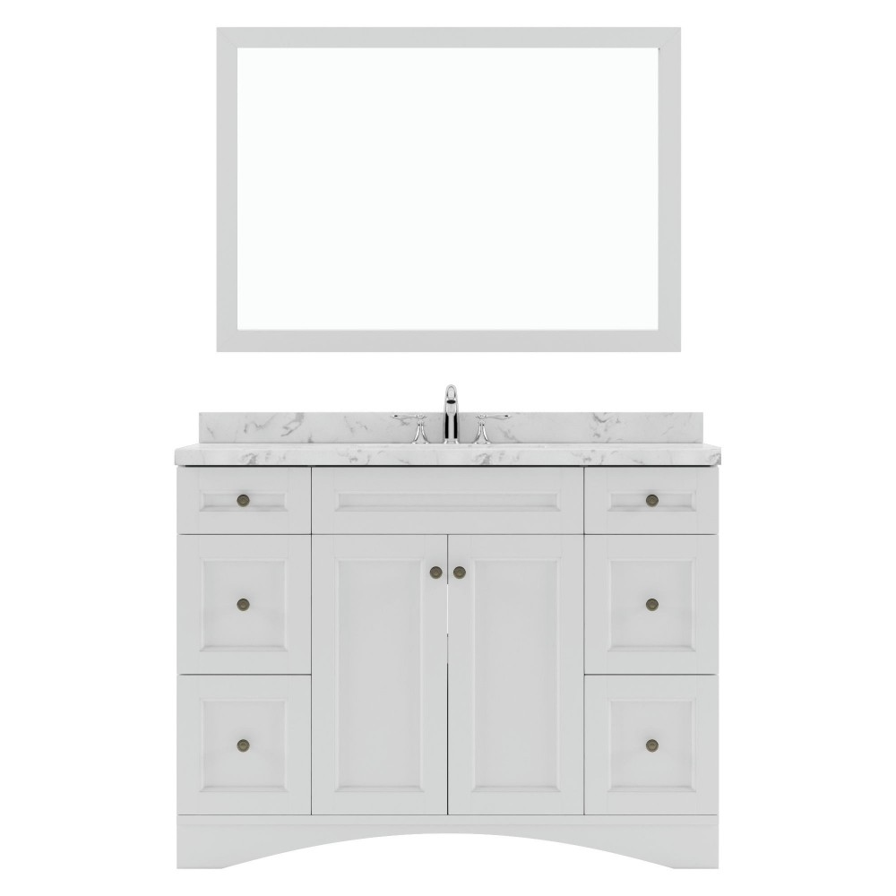 Elise 48" Single Bath Vanity in White, Quartz Top, Sink, ES-32048-CMRO-WH