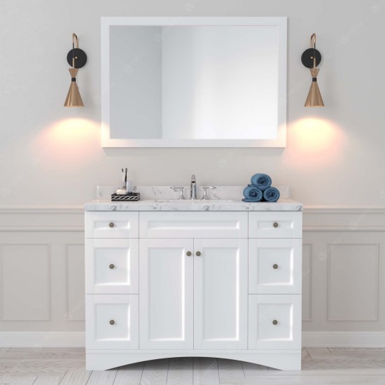 Elise 48" Single Bath Vanity in White, Quartz Top, Sink, ES-32048-CMRO-WH