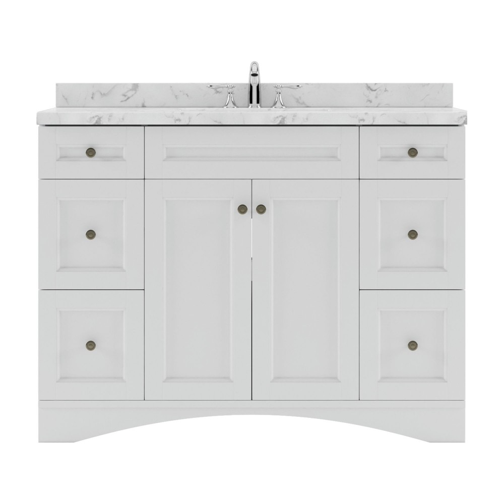 Elise 48" Single Bath Vanity in White, Quartz Top, Sink, ES-32048-CMRO-WH-NM