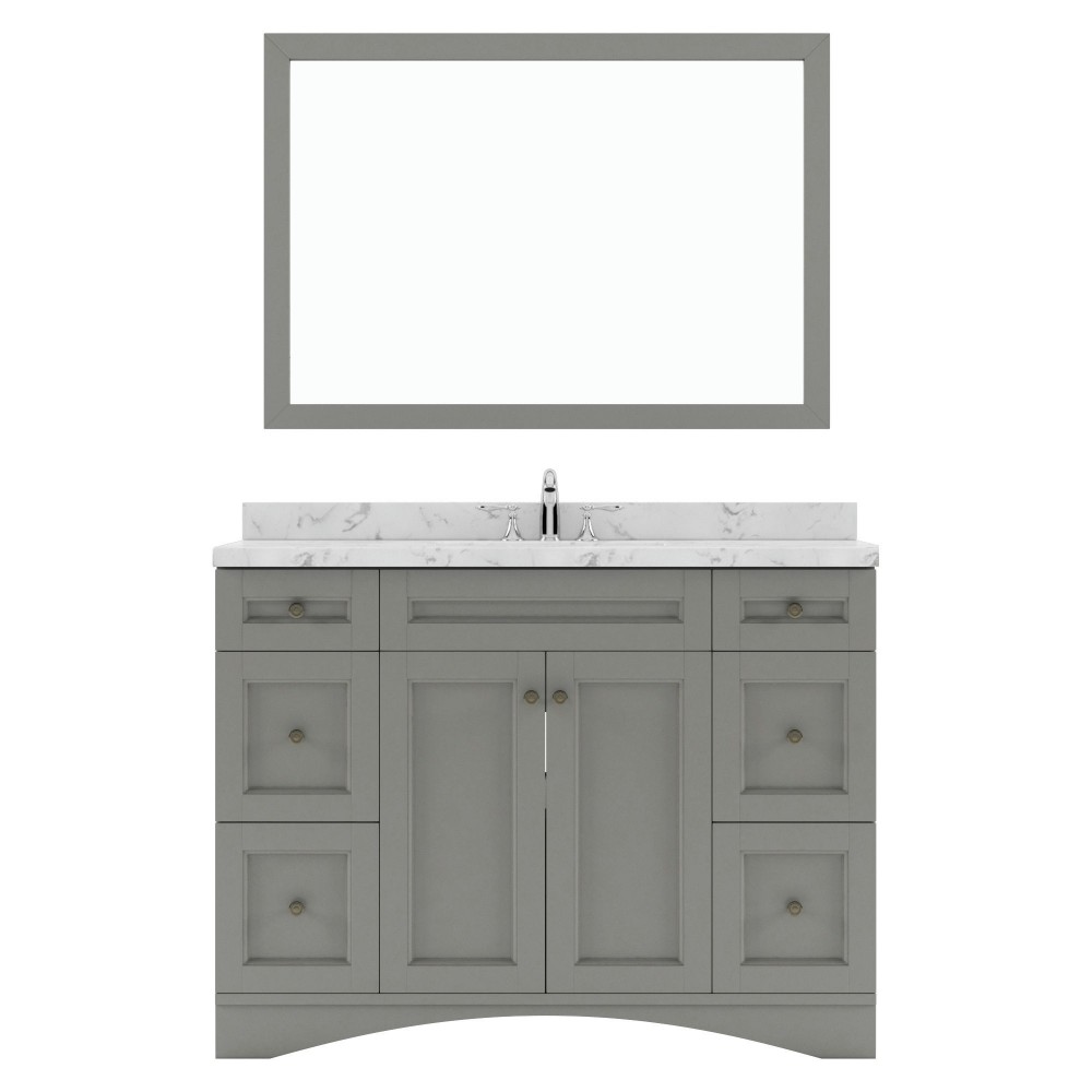 Elise 48" Single Bath Vanity in Gray, Quartz Top, Sink, ES-32048-CMSQ-GR