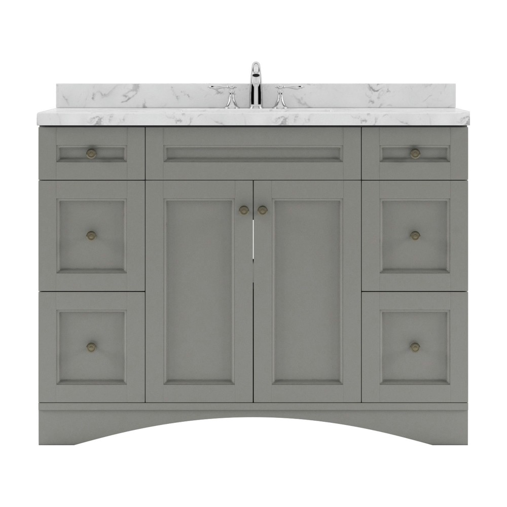 Elise 48" Single Bath Vanity in Gray, Quartz Top, Sink, ES-32048-CMSQ-GR-NM