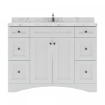 Elise 48" Single Bath Vanity in White, Quartz Top, Sink, ES-32048-CMSQ-WH-NM