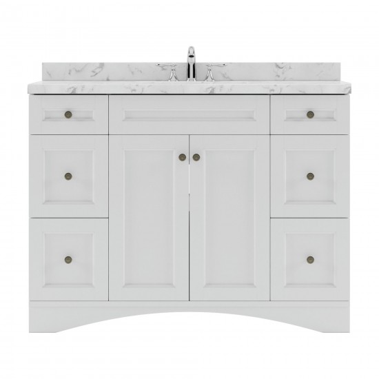 Elise 48" Single Bath Vanity in White, Quartz Top, Sink, ES-32048-CMSQ-WH-NM