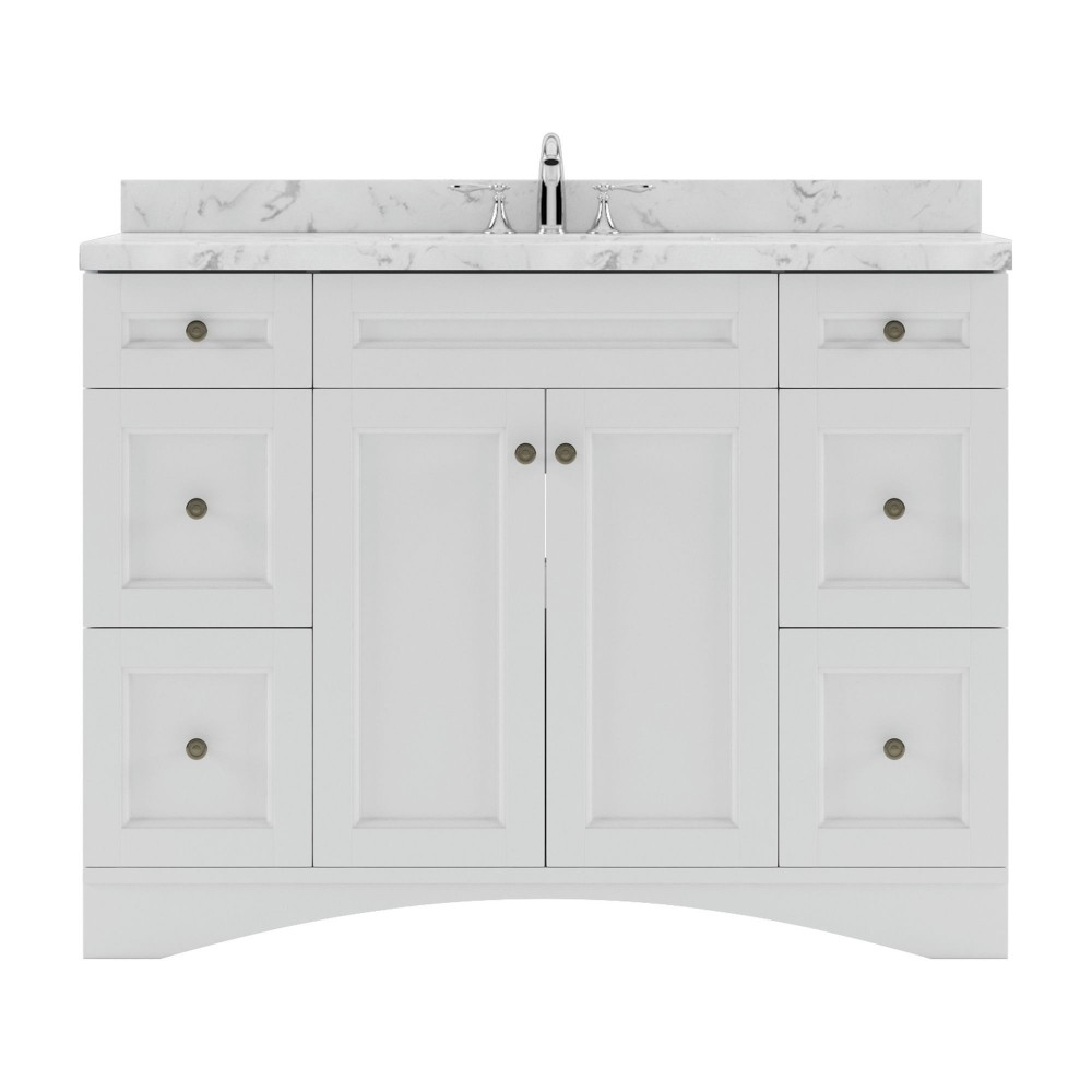 Elise 48" Single Bath Vanity in White, Quartz Top, Sink, ES-32048-CMSQ-WH-NM