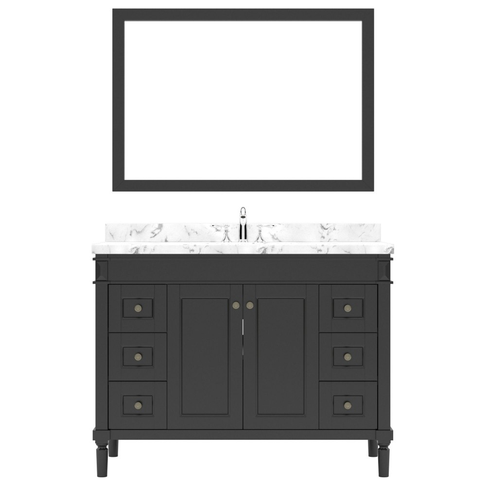 Tiffany 48" Bath Vanity in Espresso, Quartz Top, Sink, ES-40048-CMRO-ES-002